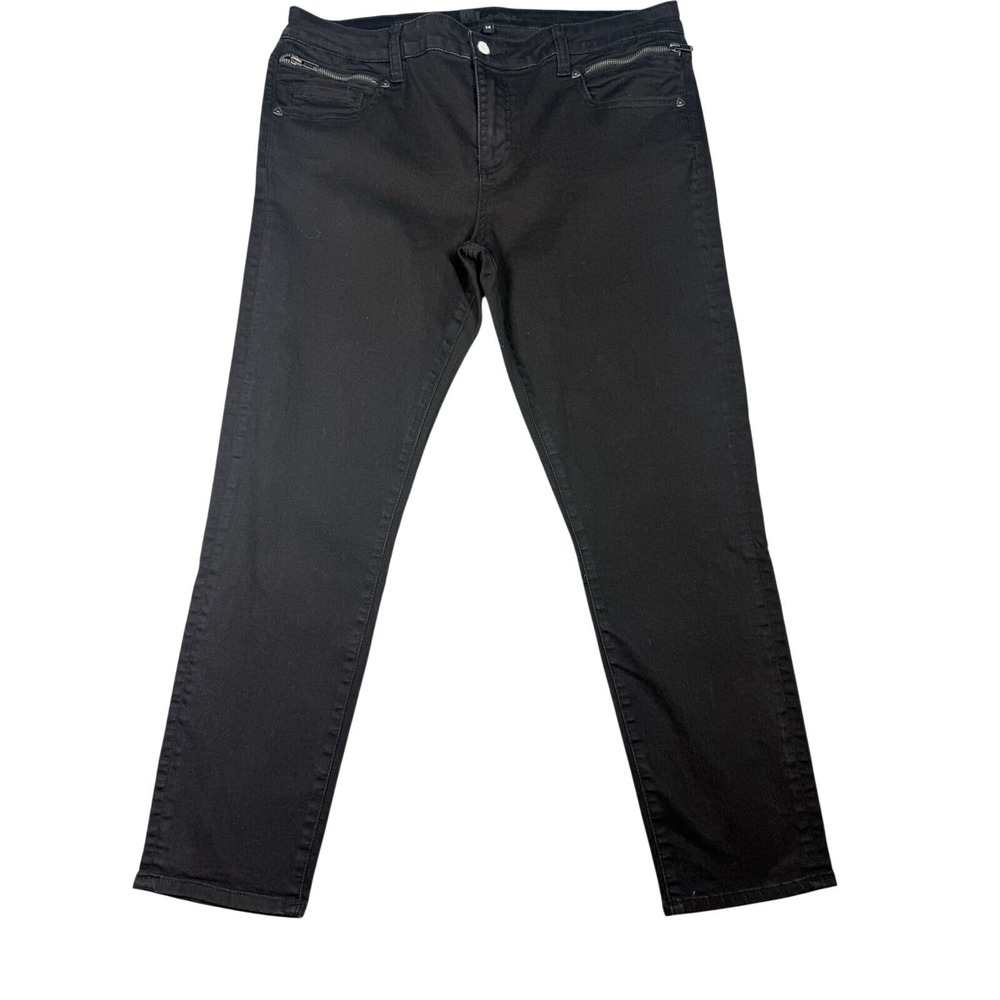 KUT from the Kloth 14 Emma Ankle Skinny Jeans Womens Black Zipper Pockets